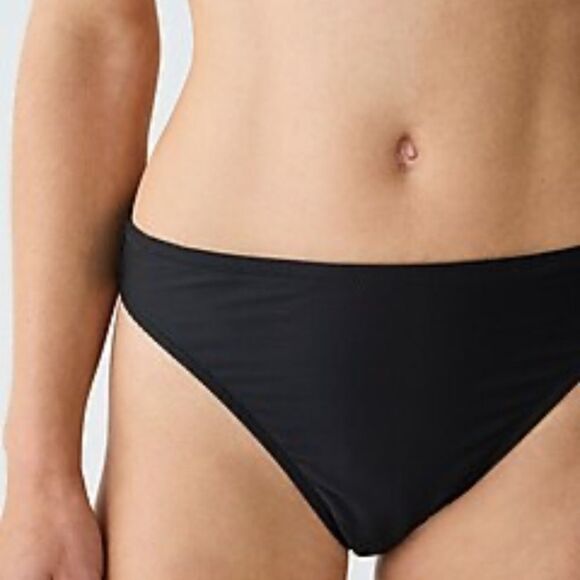 J Crew Ribbed High Rise Cheeky Bikini Bottom Black BE808 M - Picture 1 of 8